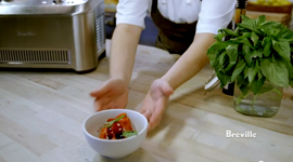Strawberry Sorbet with Fresh Basil